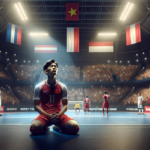 alt_text: Suasana meriah di arena Vietnam dengan dekorasi khas Indonesia dan penonton antusias.