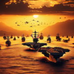 alt_text: Kapal perang melintasi Selat Hormuz dalam ketegangan geopolitik terkini.