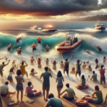 alt_text: Pemandangan pantai eksotis dengan hamparan pasir putih di Pantai Kayakas, Pulo Manuk.