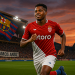 alt_text: Ansu Fati berseragam AS Monaco, siap beraksi dan bangkit di Ligue 1.