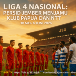 alt_text: Pertandingan sepak bola antara Persid Jember dan tim Timur di Liga 4 Nasional.