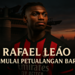 alt_text: Rafael Leao berpose mengenakan kaus tim Liga Inggris, memperkenalkan strategi marketing baru.