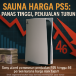 alt_text: Poster satir PS5: Harga bikin "sauna" panas; permintaan dan penjualan menurun.