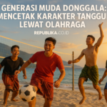 alt_text: Anak muda Donggala bersemangat berolahraga bersama untuk membentuk karakter tangguh.