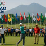 alt_text: Poster "Olympic Jabar Amateur Open 2026: Loncatan Baru Golf Amatir" dengan latar belakang hijau.