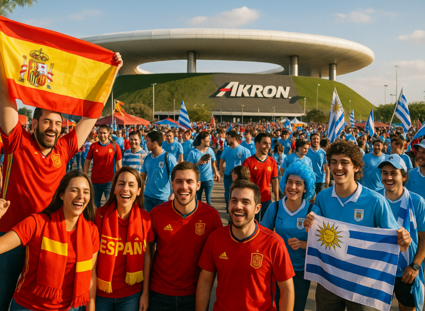 Piala Dunia 2026: Laut Merah Spanyol & Biru Uruguay di Stadion Akron