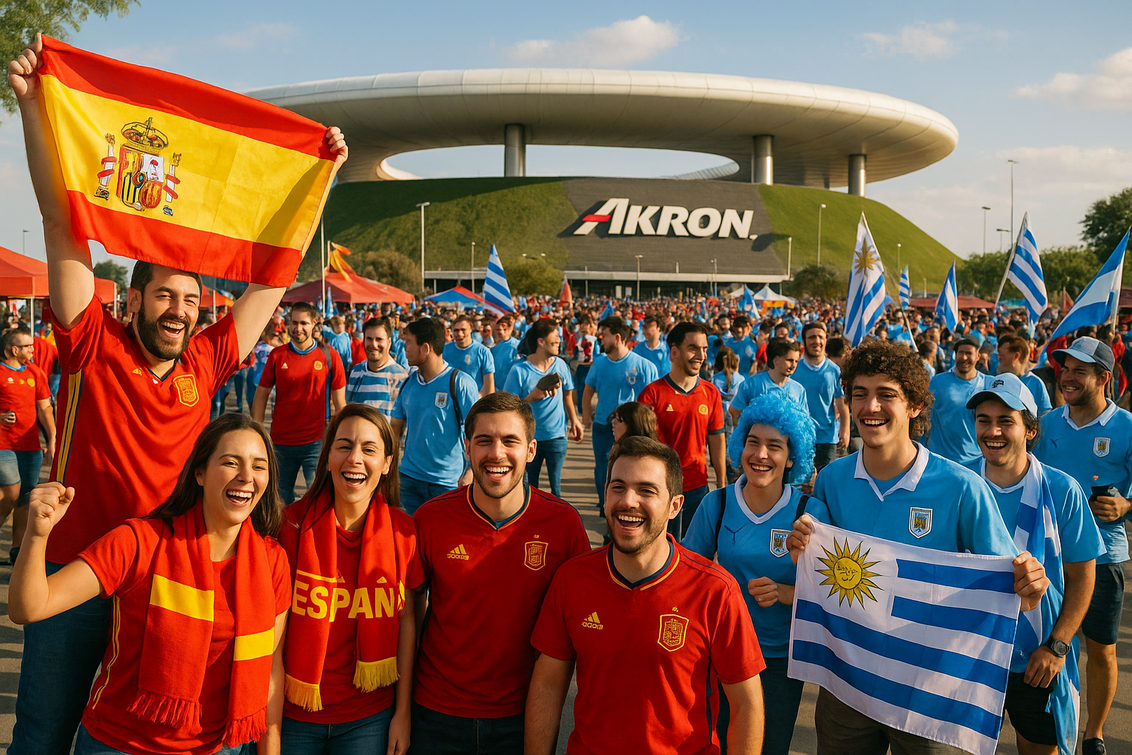 Piala Dunia 2026: Laut Merah Spanyol & Biru Uruguay di Stadion Akron