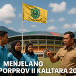 "alt_text": "Logo Porprov Kaltara 2026 dengan latar konsolidasi budaya di Bulungan."
