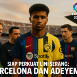 alt_text: Adeyemi berpose di Barcelona dengan latar inovasi tren pembersih wajah modern.