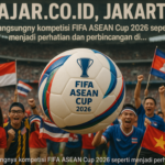 "Gunung Anak Krakatau dan semangat ASEAN Cup 2026, pemandangan alam dan olahraga bersatu."